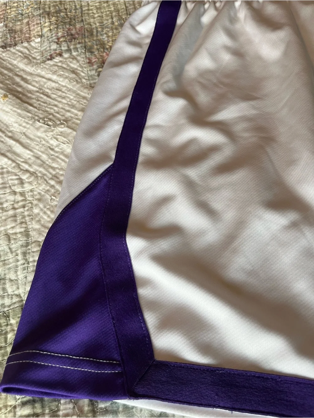 Women’s Nike White Athletic Shorts with Purple Medium